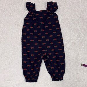 The Beaufort Bonnet Company navy blue Overall Flannel A Kind Heart 0/6m